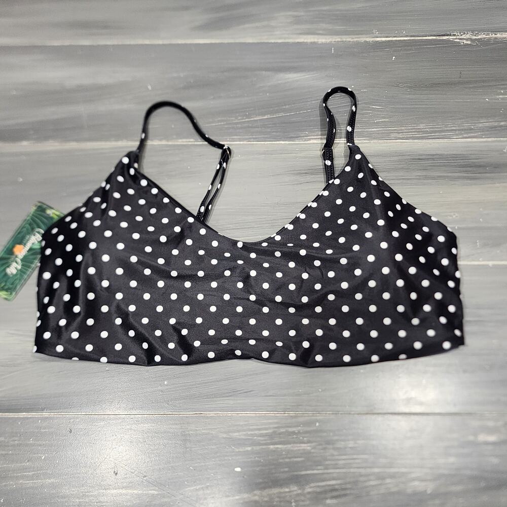 Blooming Jelly Polka Dot Bikini Top Black‎ White Size Large